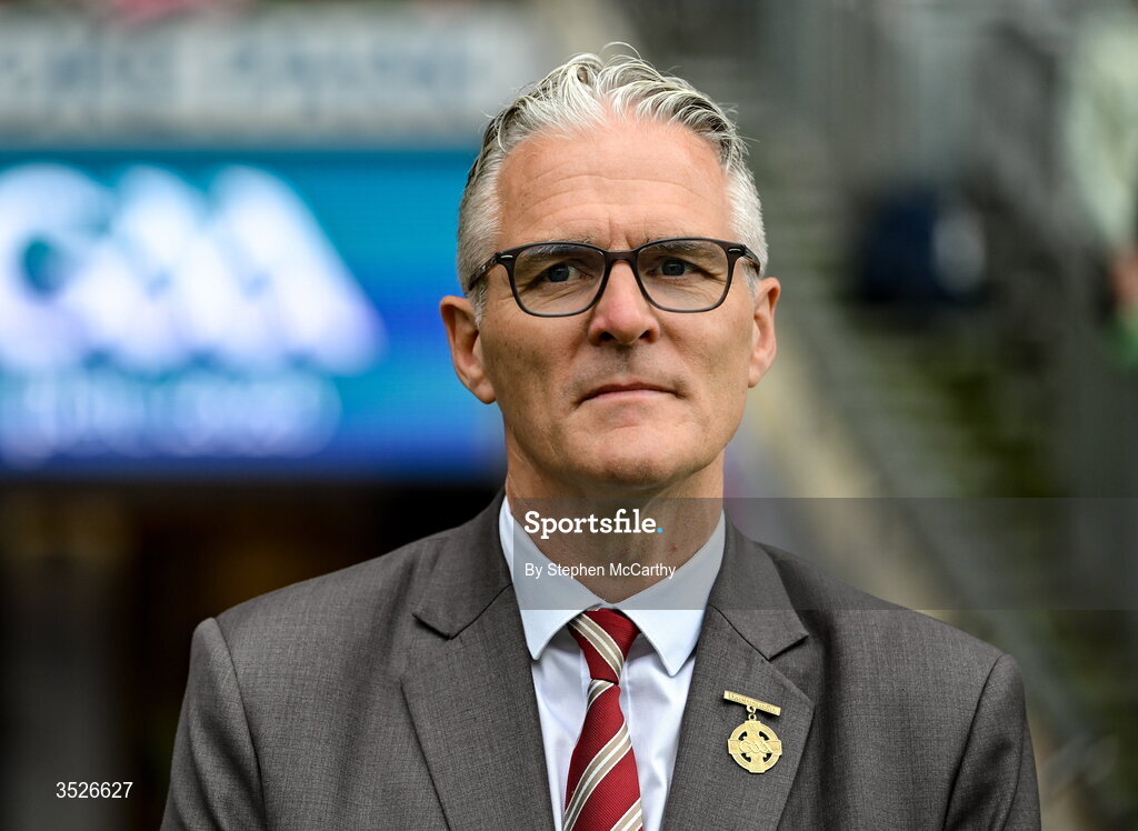 26 July 2026; Uachtarán Chumann Lúthchleas Gael Jarlath Burns before the GAA Football All-Ireland Senior Championship final match between Kerry and Mayo at Croke Park in Dublin. Photo by Stephen McCarthy/Sportsfile