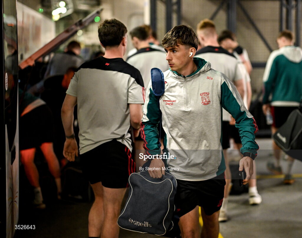 26 July 2026; Sam Callinan of Mayo arrives for the GAA Football All-Ireland Senior Championship final match between Kerry and Mayo at Croke Park in Dublin. Photo by Stephen McCarthy/Sportsfile