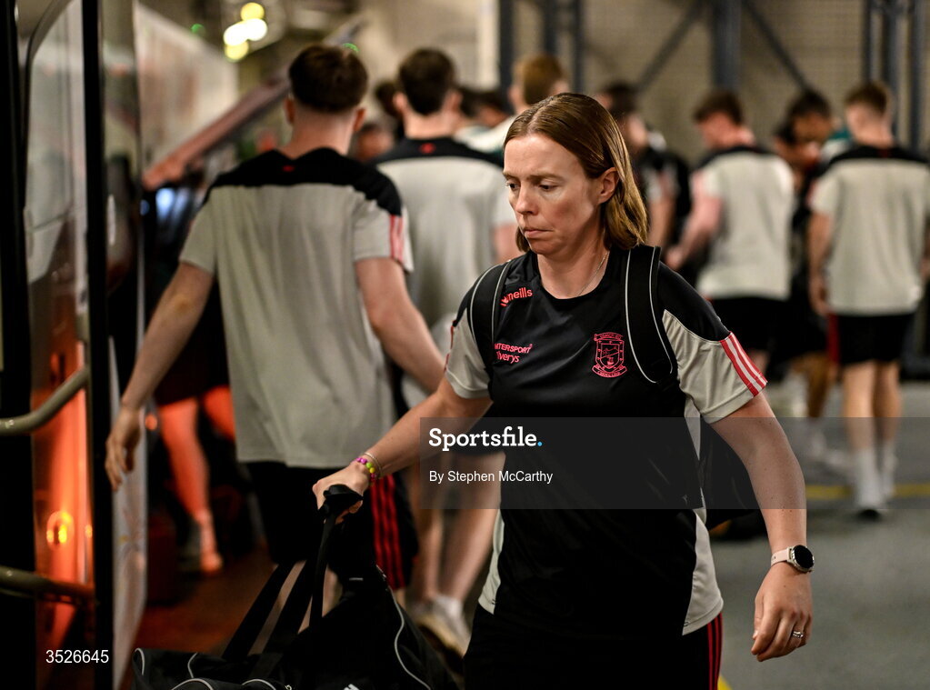 26 July 2026; Mayo psychologist Dr Rachel Sheehan arrives for the GAA Football All-Ireland Senior Championship final match between Kerry and Mayo at Croke Park in Dublin. Photo by Stephen McCarthy/Sportsfile