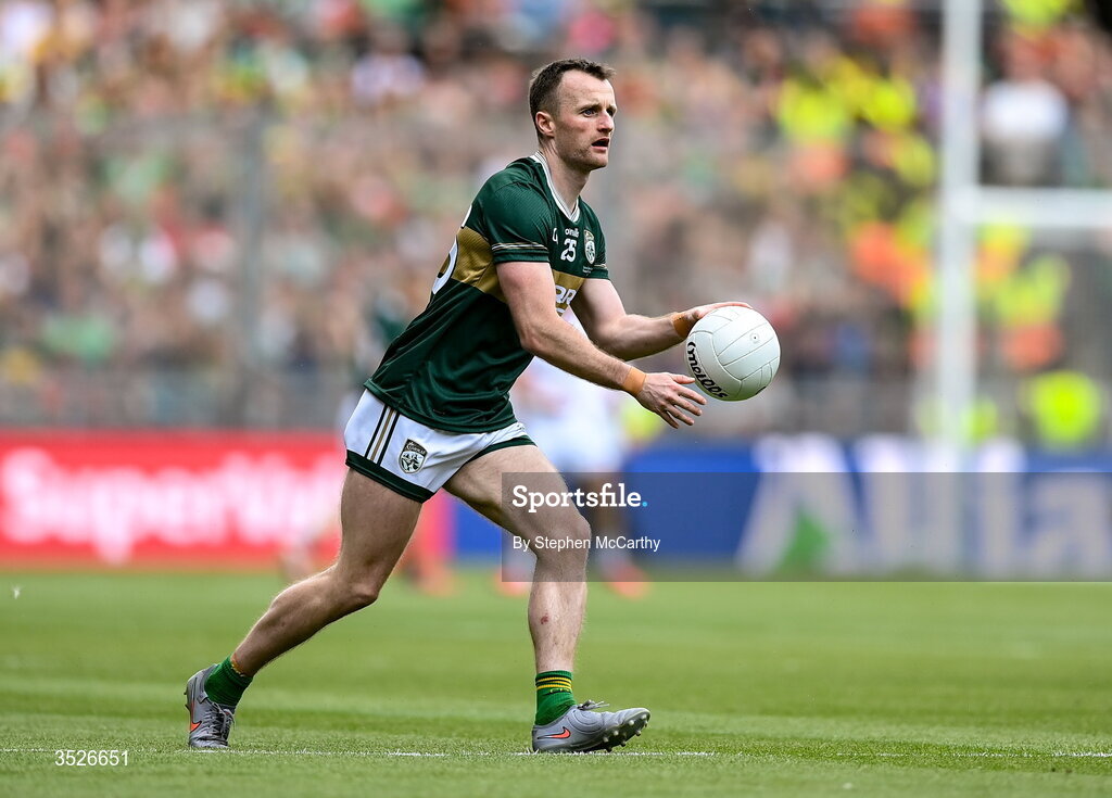 26 July 2026; Tom O'Sullivan of Kerry during the GAA Football All-Ireland Senior Championship final match between Kerry and Mayo at Croke Park in Dublin. Photo by Stephen McCarthy/Sportsfile