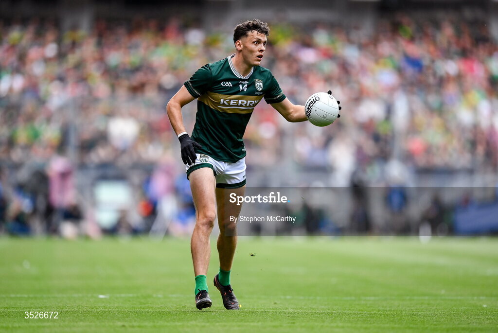 26 July 2026; David Clifford of Kerry during the GAA Football All-Ireland Senior Championship final match between Kerry and Mayo at Croke Park in Dublin. Photo by Stephen McCarthy/Sportsfile