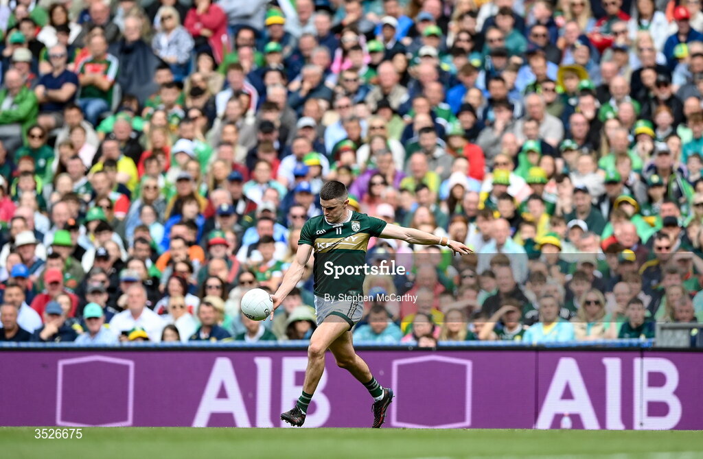 26 July 2026; Seán O'Shea of Kerry during the GAA Football All-Ireland Senior Championship final match between Kerry and Mayo at Croke Park in Dublin. Photo by Stephen McCarthy/Sportsfile