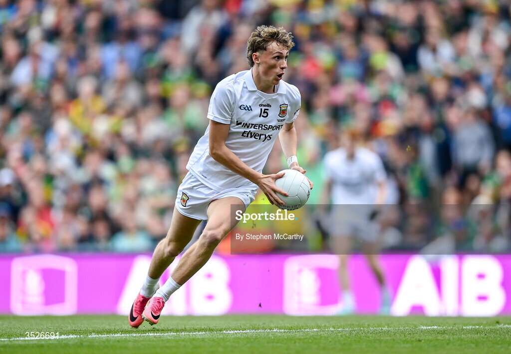 26 July 2026; Kobe McDonald of Mayo during the GAA Football All-Ireland Senior Championship final match between Kerry and Mayo at Croke Park in Dublin. Photo by Stephen McCarthy/Sportsfile