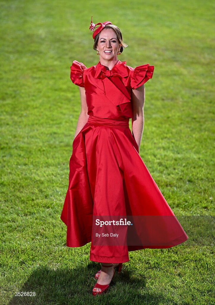 30 July 2026; Racegoer Niamh O'Grady, from Ballina, Mayo, during day four of the Galway Races Summer Festival at Ballybrit Racecourse in Galway. Photo by Seb Daly/Sportsfile