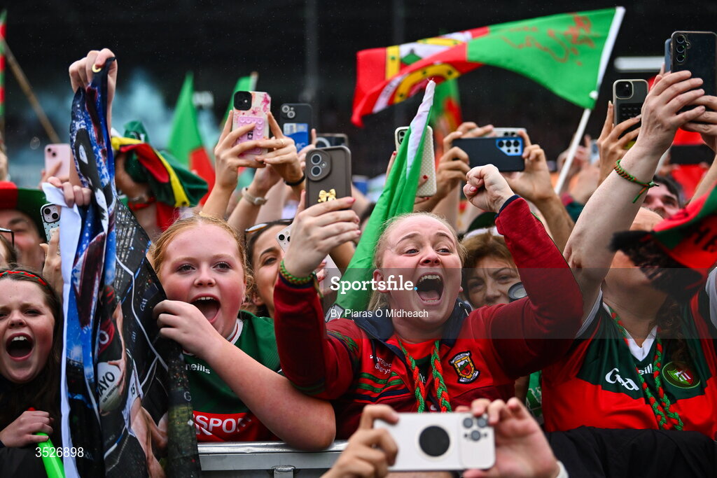 27 July 2026; Supporters during the homecoming celebrations of the All-Ireland Senior Football Champions at Hastings Insurance MacHale Park in Castlebar, Mayo. Photo by Piaras Ó Mídheach/Sportsfile