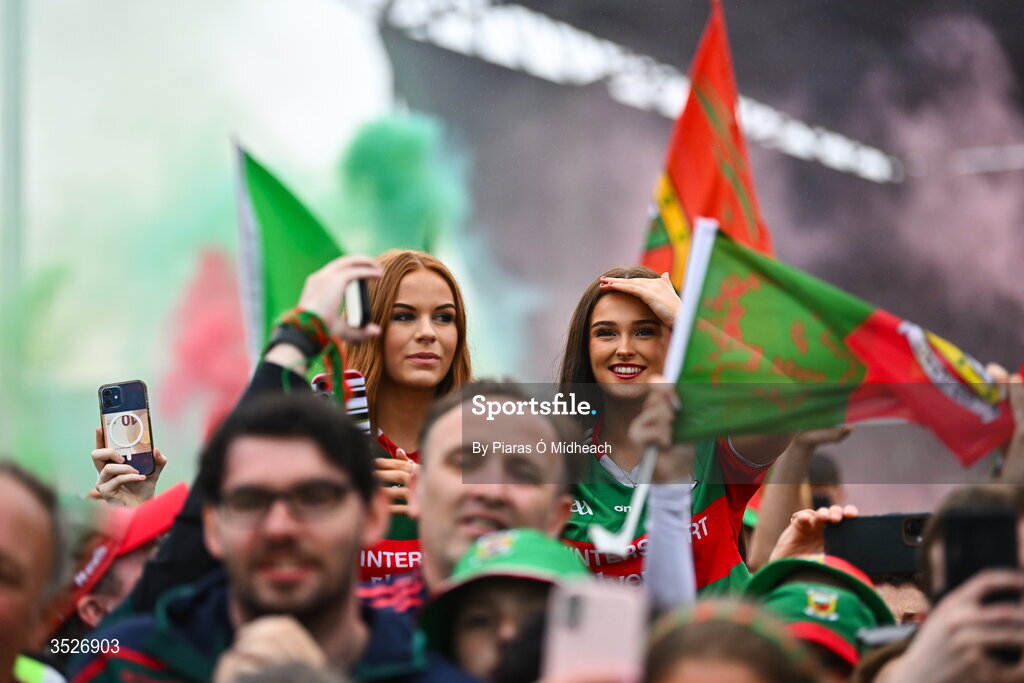 27 July 2026; Supporters during the homecoming celebrations of the All-Ireland Senior Football Champions at Hastings Insurance MacHale Park in Castlebar, Mayo. Photo by Piaras Ó Mídheach/Sportsfile