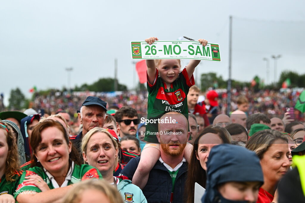 27 July 2026; Supporters during the homecoming celebrations of the All-Ireland Senior Football Champions at Hastings Insurance MacHale Park in Castlebar, Mayo. Photo by Piaras Ó Mídheach/Sportsfile