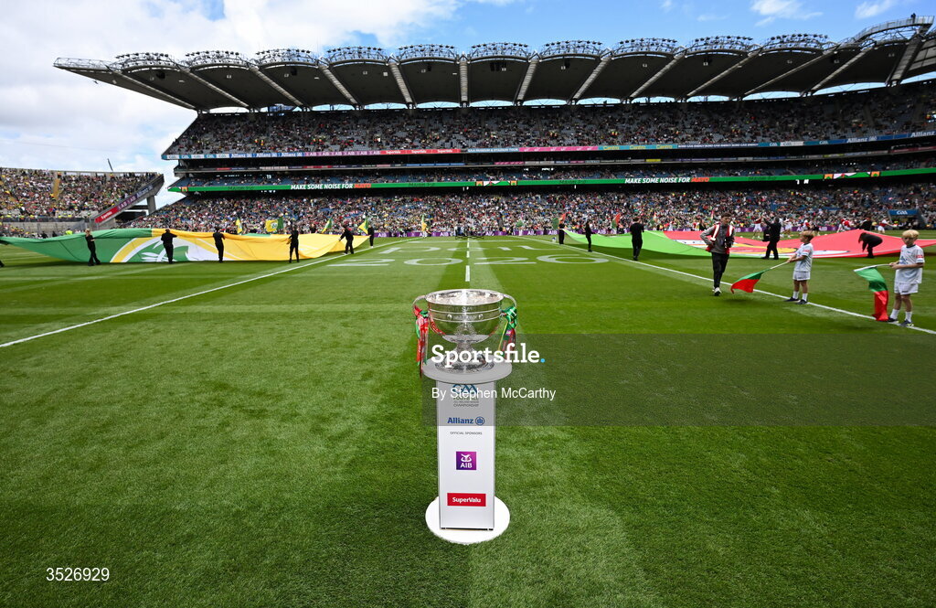 26 July 2026; The Sam Maguire Cup before the GAA Football All-Ireland Senior Championship final match between Kerry and Mayo at Croke Park in Dublin. Photo by Stephen McCarthy/Sportsfile