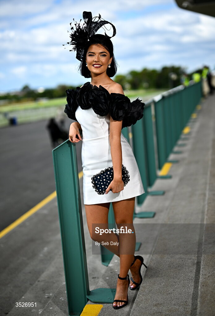 30 July 2026; Racegoer Tara Quinn, from Armagh, during day four of the Galway Races Summer Festival at Ballybrit Racecourse in Galway. Photo by Seb Daly/Sportsfile