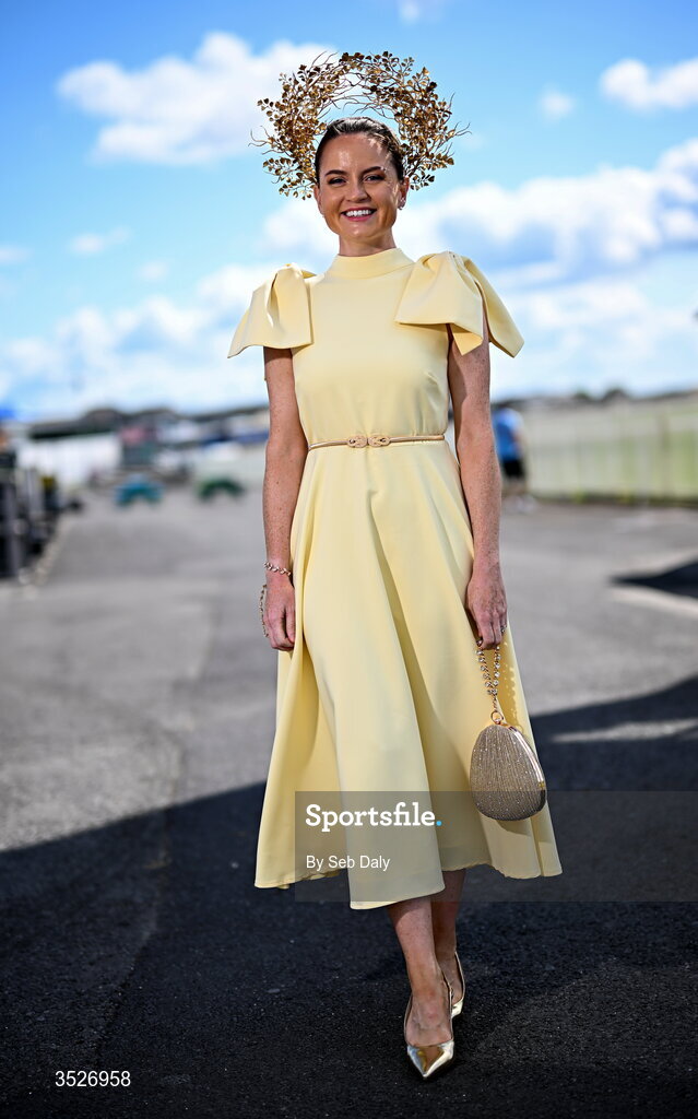 30 July 2026; Racegoer Laura Durkan, from Horse and Jockey, Tipperary, during day four of the Galway Races Summer Festival at Ballybrit Racecourse in Galway. Photo by Seb Daly/Sportsfile