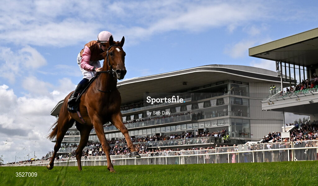 30 July 2026; Seven Nation Army, with Joey Sheridan up, on their way to winning the Guinness Irish EBF Nursery Handicap during day four of the Galway Races Summer Festival at Ballybrit Racecourse in Galway. Photo by Seb Daly/Sportsfile