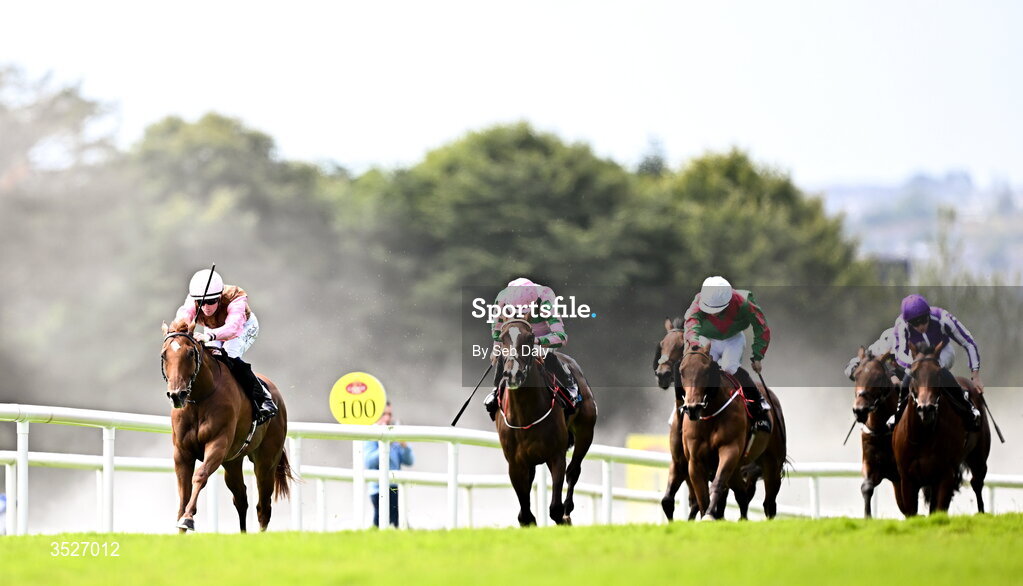 30 July 2026; Seven Nation Army, with Joey Sheridan up, on their way to winning the Guinness Irish EBF Nursery Handicap during day four of the Galway Races Summer Festival at Ballybrit Racecourse in Galway. Photo by Seb Daly/Sportsfile