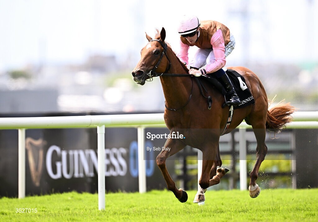 30 July 2026; Seven Nation Army, with Joey Sheridan up, on their way to winning the Guinness Irish EBF Nursery Handicap during day four of the Galway Races Summer Festival at Ballybrit Racecourse in Galway. Photo by Seb Daly/Sportsfile