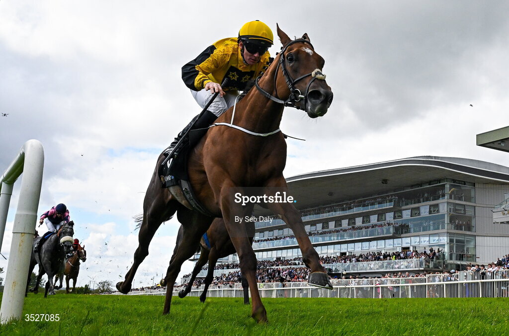 30 July 2026; Pivotal Attack, with Gary Carroll up, on their way to winning the Arthur Guinness Irish EBF Corrib Fillies Stake during day four of the Galway Races Summer Festival at Ballybrit Racecourse in Galway. Photo by Seb Daly/Sportsfile