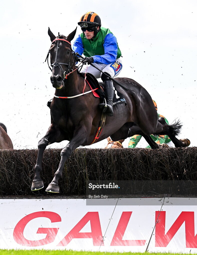30 July 2026; Shadow Paddy, with Gary Noonan up, on their way to winning the Guinness Open Gate Brewery Novice Steeplechase during day four of the Galway Races Summer Festival at Ballybrit Racecourse in Galway. Photo by Seb Daly/Sportsfile