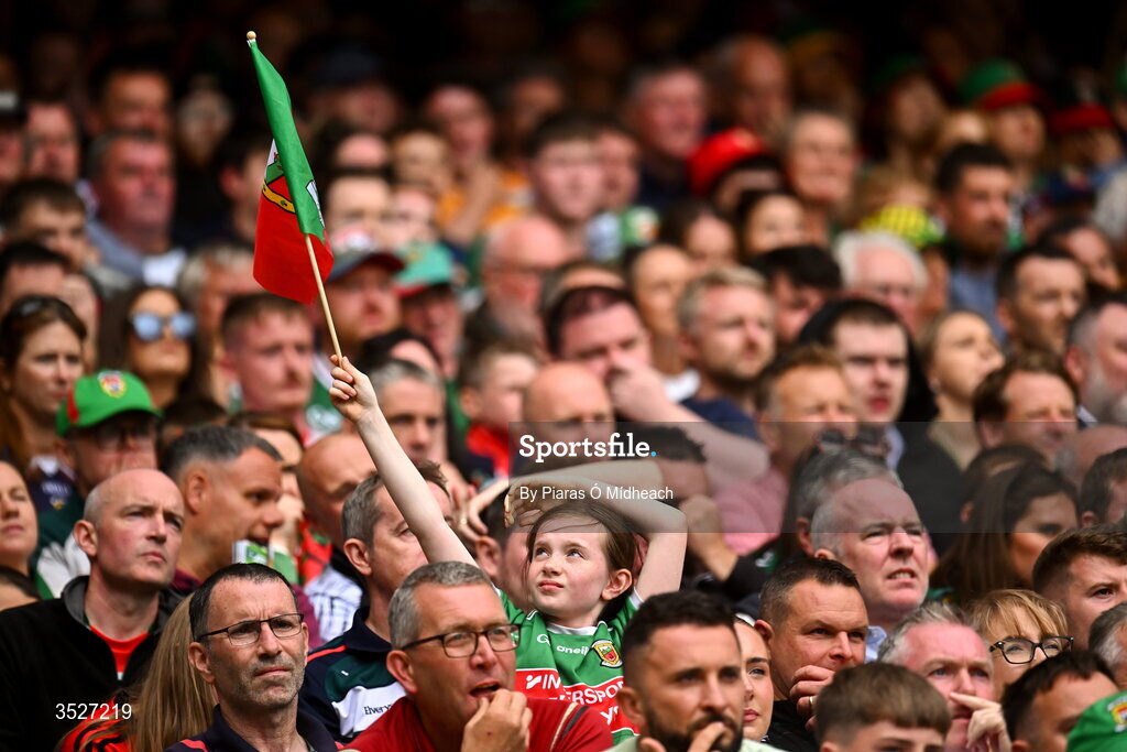 26 July 2026; A Mayo supporter during the GAA Football All-Ireland Senior Championship final match between Kerry and Mayo at Croke Park in Dublin. Photo by Piaras Ó Mídheach/Sportsfile