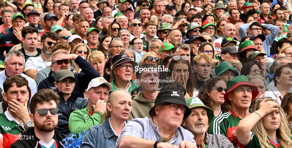 26 July 2026; Mayo supporters during the GAA Football All-Ireland Senior Championship final match between Kerry and Mayo at Croke Park in Dublin. Photo by Piaras Ó Mídheach/Sportsfile