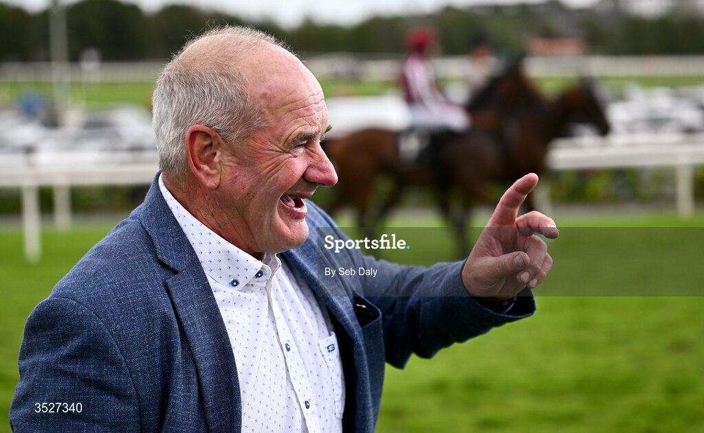 30 July 2026; Trainer Tony Martin celebrates after sending out Putapoundinthejar to win the Guinness Galway Hurdle Handicap during day four of the Galway Races Summer Festival at Ballybrit Racecourse in Galway. Photo by Seb Daly/Sportsfile