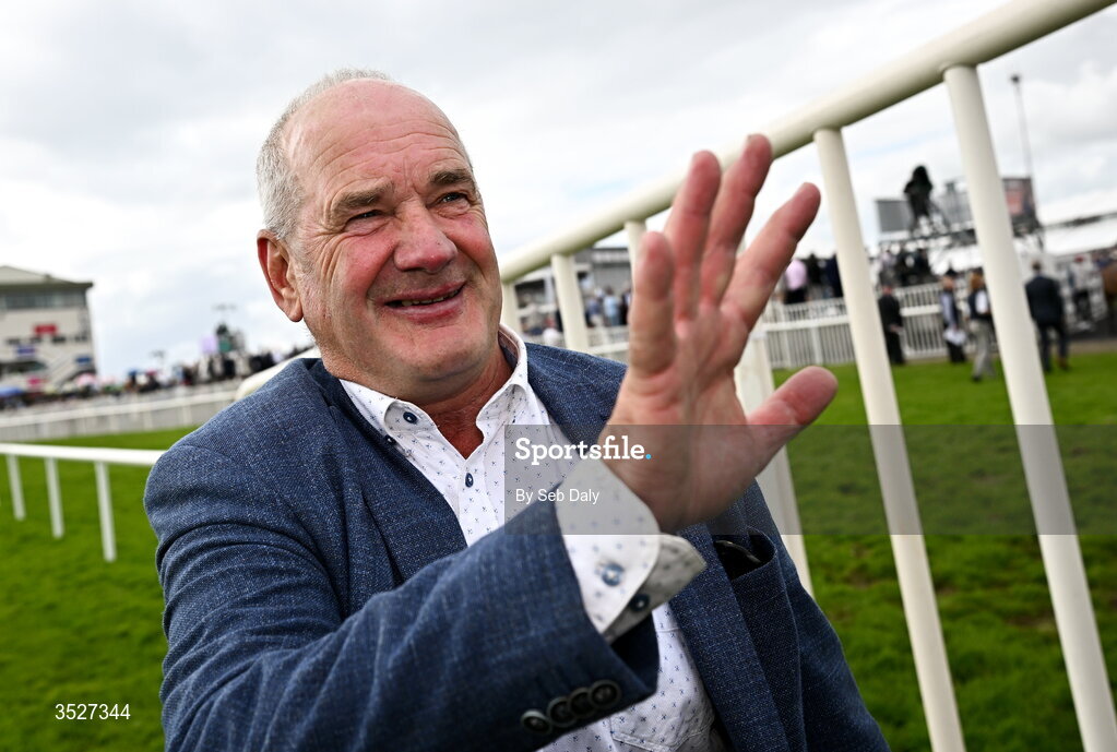 30 July 2026; Trainer Tony Martin celebrates after sending out Putapoundinthejar to win the Guinness Galway Hurdle Handicap during day four of the Galway Races Summer Festival at Ballybrit Racecourse in Galway. Photo by Seb Daly/Sportsfile