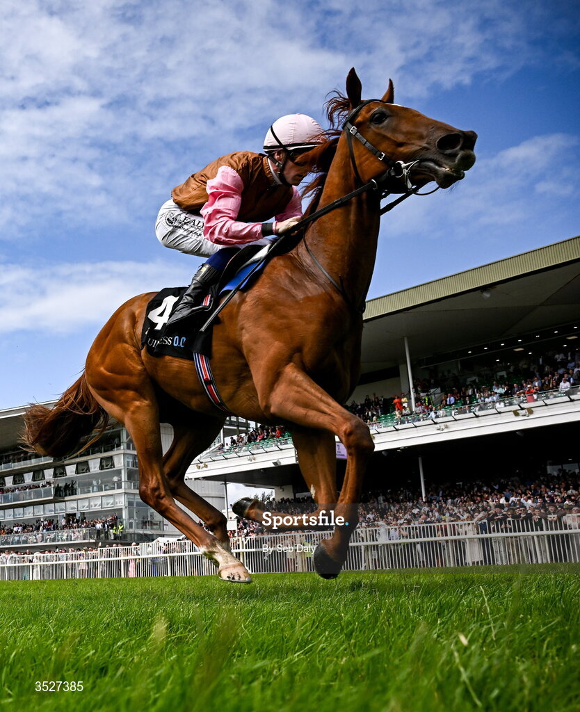 30 July 2026; Seven Nation Army, with Joey Sheridan up, on their way to winning the Guinness Irish EBF Nursery Handicap during day four of the Galway Races Summer Festival at Ballybrit Racecourse in Galway. Photo by Seb Daly/Sportsfile