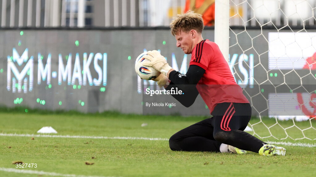 30 July 2026; Bohemians goalkeeper Paul Walters before the UEFA Conference League Second Qualifying Round second leg match between Ballkani and Bohemians at Fadil Vokrri Stadium in Pristina, Kosovo. Photo by Nikola Krstic/Sportsfile