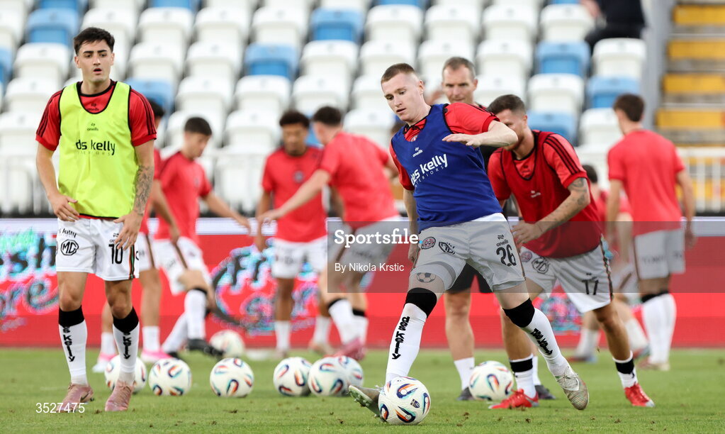 30 July 2026; Ross Tierney of Bohemians during the UEFA Conference League Second Qualifying Round second leg match between Ballkani and Bohemians at Fadil Vokrri Stadium in Pristina, Kosovo. Photo by Nikola Krstic/Sportsfile