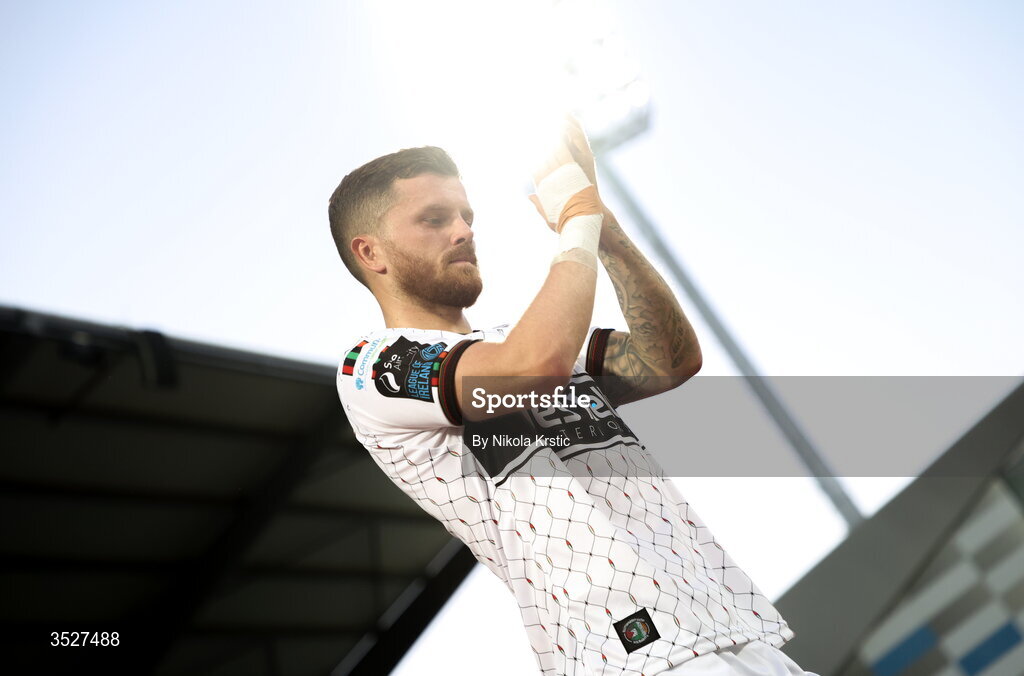 30 July 2026; Adam McDonnell of Bohemians before the UEFA Conference League Second Qualifying Round second leg match between Ballkani and Bohemians at Fadil Vokrri Stadium in Pristina, Kosovo. Photo by Nikola Krstic/Sportsfile