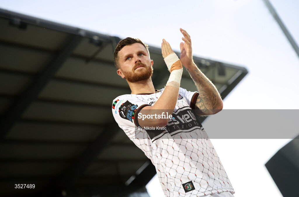 30 July 2026; Adam McDonnell of Bohemians before the UEFA Conference League Second Qualifying Round second leg match between Ballkani and Bohemians at Fadil Vokrri Stadium in Pristina, Kosovo. Photo by Nikola Krstic/Sportsfile
