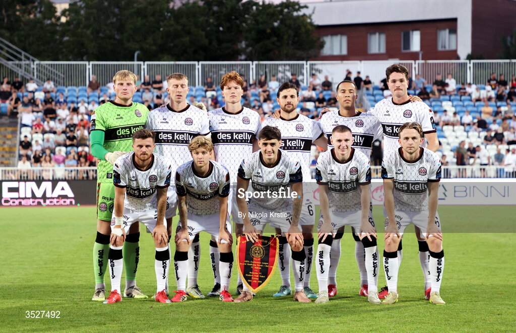 30 July 2026; The Bohemians team before the UEFA Conference League Second Qualifying Round second leg match between Ballkani and Bohemians at Fadil Vokrri Stadium in Pristina, Kosovo. Photo by Nikola Krstic/Sportsfile