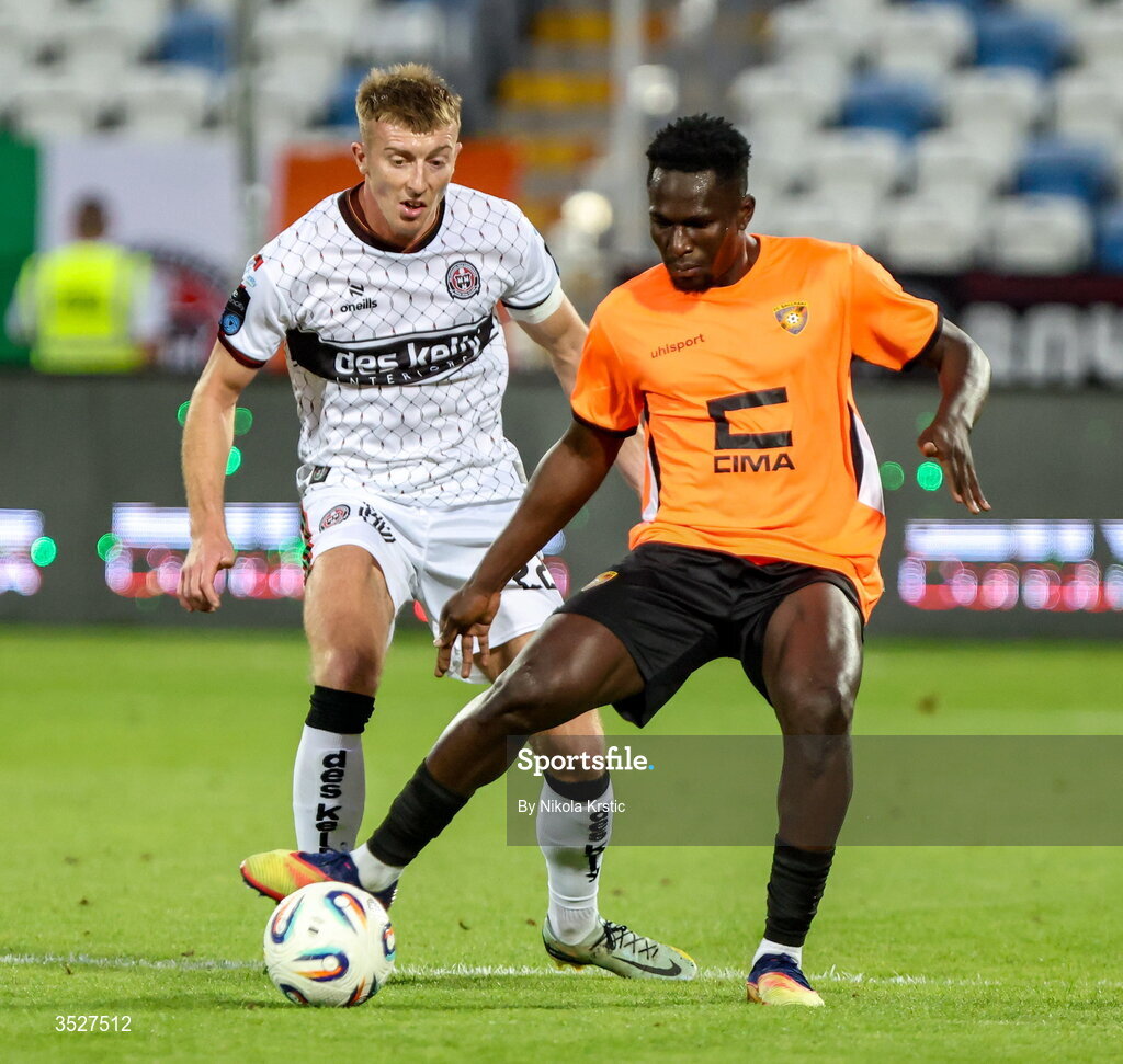 30 July 2026; Sam Todd of Bohemians during the UEFA Conference League Second Qualifying Round second leg match between Ballkani and Bohemians at Fadil Vokrri Stadium in Pristina, Kosovo. Photo by Nikola Krstic/Sportsfile