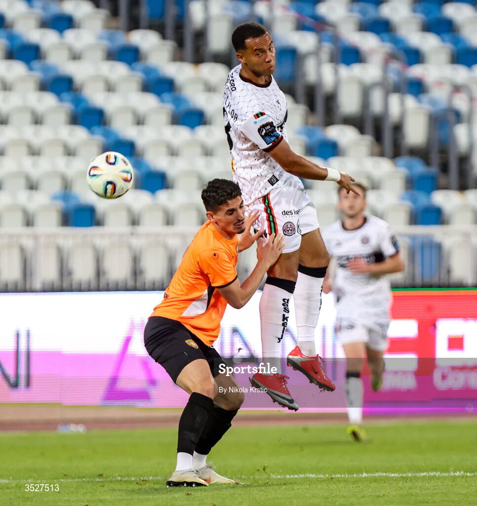 30 July 2026; Douglas James-Taylor of Bohemians during the UEFA Conference League Second Qualifying Round second leg match between Ballkani and Bohemians at Fadil Vokrri Stadium in Pristina, Kosovo. Photo by Nikola Krstic/Sportsfile