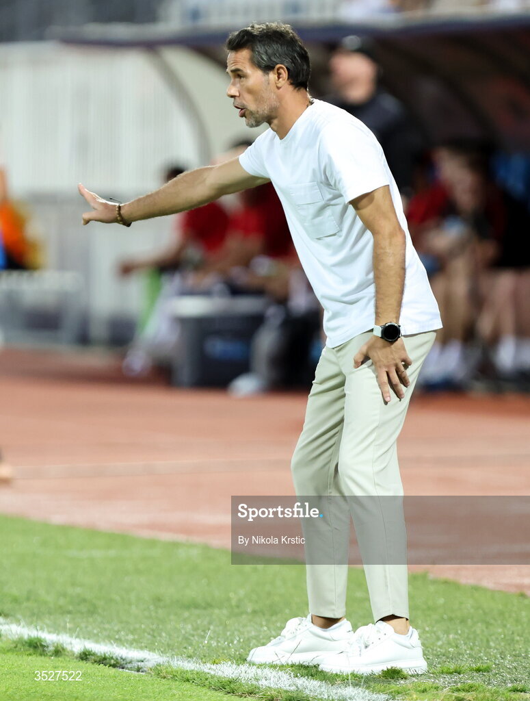 30 July 2026; Ballkani head coach Mislav Karoglan during the UEFA Conference League Second Qualifying Round second leg match between Ballkani and Bohemians at Fadil Vokrri Stadium in Pristina, Kosovo. Photo by Nikola Krstic/Sportsfile