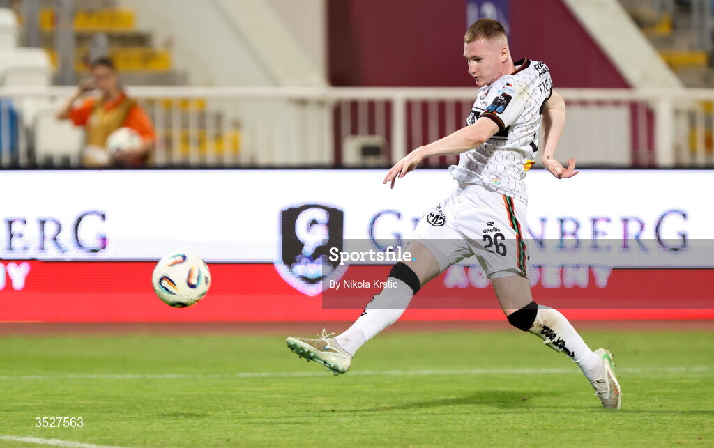 30 July 2026; Ross Tierney of Bohemians during the UEFA Conference League Second Qualifying Round second leg match between Ballkani and Bohemians at Fadil Vokrri Stadium in Pristina, Kosovo. Photo by Nikola Krstic/Sportsfile