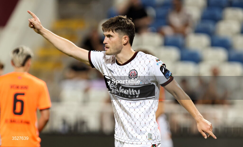 30 July 2026; Colm Whelan of Bohemian during the UEFA Conference League Second Qualifying Round second leg match between Ballkani and Bohemians at Fadil Vokrri Stadium in Pristina, Kosovo. Photo by Nikola Krstic/Sportsfile