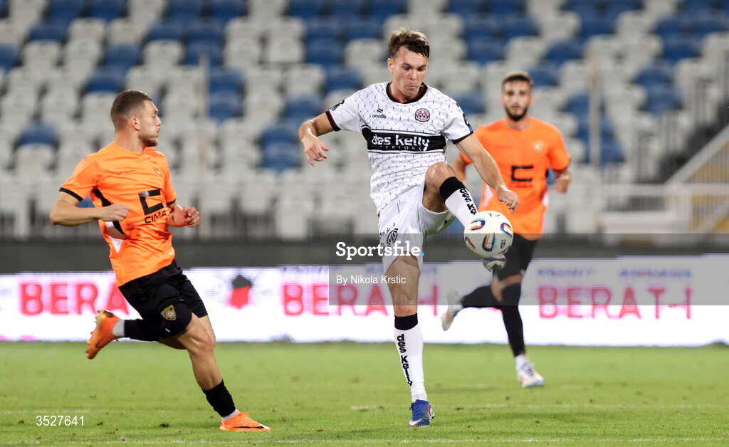 30 July 2026; Dayle Rooney of Bohemians during the UEFA Conference League Second Qualifying Round second leg match between Ballkani and Bohemians at Fadil Vokrri Stadium in Pristina, Kosovo. Photo by Nikola Krstic/Sportsfile