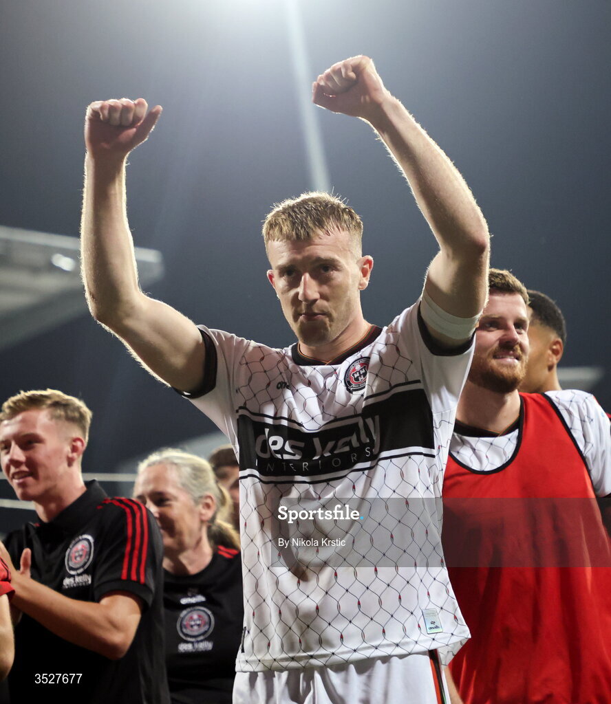 30 July 2026; Sam Todd of Bohemians after the UEFA Conference League Second Qualifying Round second leg match between Ballkani and Bohemians at Fadil Vokrri Stadium in Pristina, Kosovo. Photo by Nikola Krstic/Sportsfile
