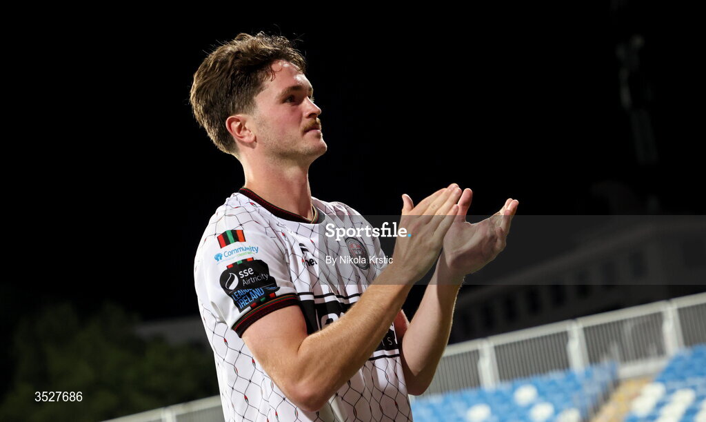 30 July 2026; Patrick Hickey of Bohemians after the UEFA Conference League Second Qualifying Round second leg match between Ballkani and Bohemians at Fadil Vokrri Stadium in Pristina, Kosovo. Photo by Nikola Krstic/Sportsfile