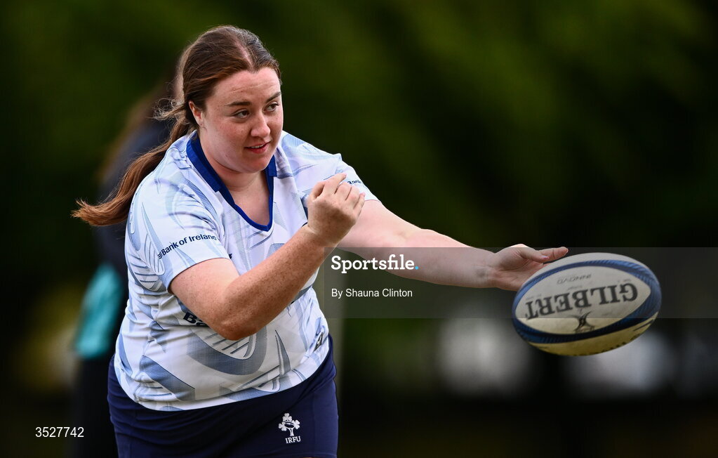 30 July 2026; Emma-Jane Wilson during an Leinster rugby women open training session at Kings Hospital School in Dublin. Photo by Shauna Clinton/Sportsfile