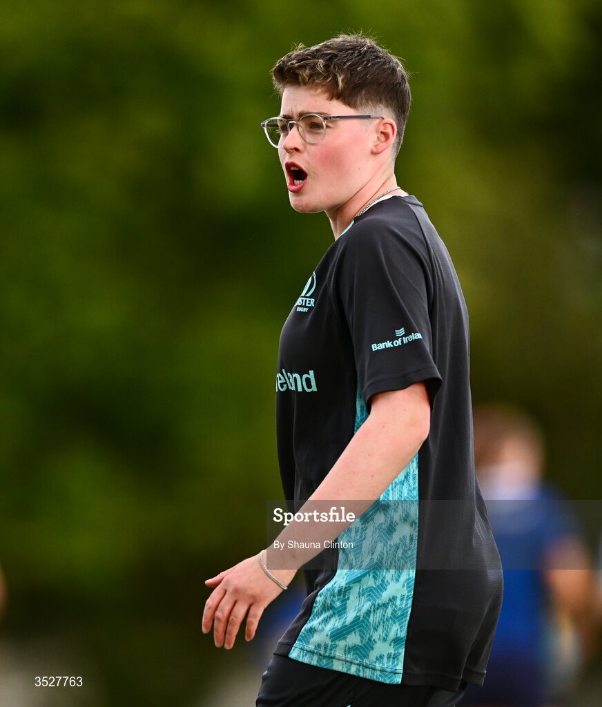 30 July 2026; Development coach Eleanor Furlong during an Leinster rugby women open training session at Kings Hospital School in Dublin. Photo by Shauna Clinton/Sportsfile