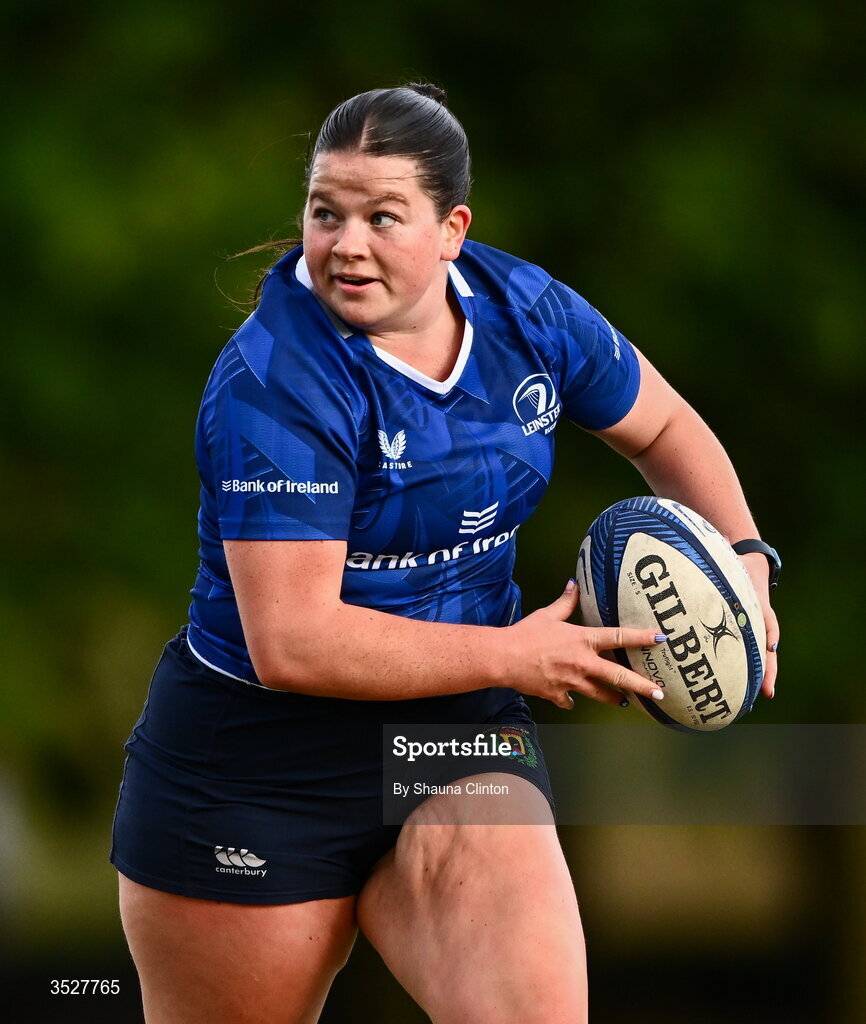 30 July 2026; Méabh Keegan during an Leinster rugby women open training session at Kings Hospital School in Dublin. Photo by Shauna Clinton/Sportsfile