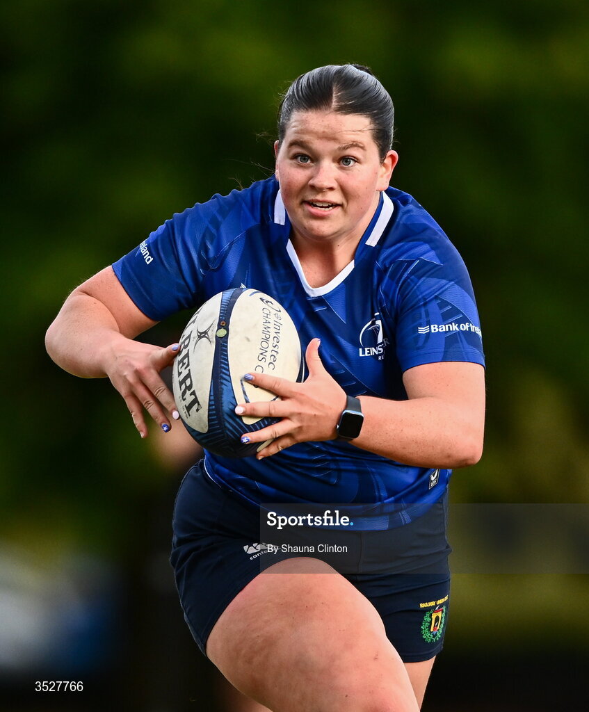 30 July 2026; Méabh Keegan during an Leinster rugby women open training session at Kings Hospital School in Dublin. Photo by Shauna Clinton/Sportsfile