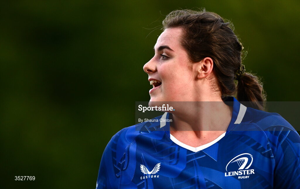 30 July 2026; Gabby Cuddy during an Leinster rugby women open training session at Kings Hospital School in Dublin. Photo by Shauna Clinton/Sportsfile