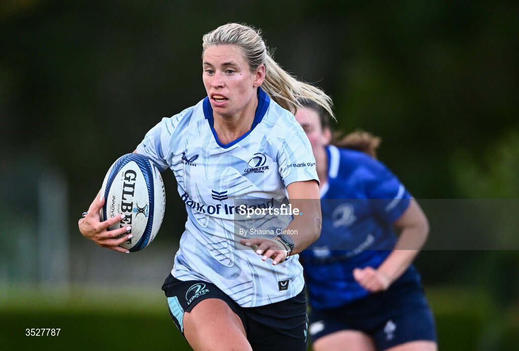 30 July 2026; Kathy Baker during an Leinster rugby women open training session at Kings Hospital School in Dublin. Photo by Shauna Clinton/Sportsfile