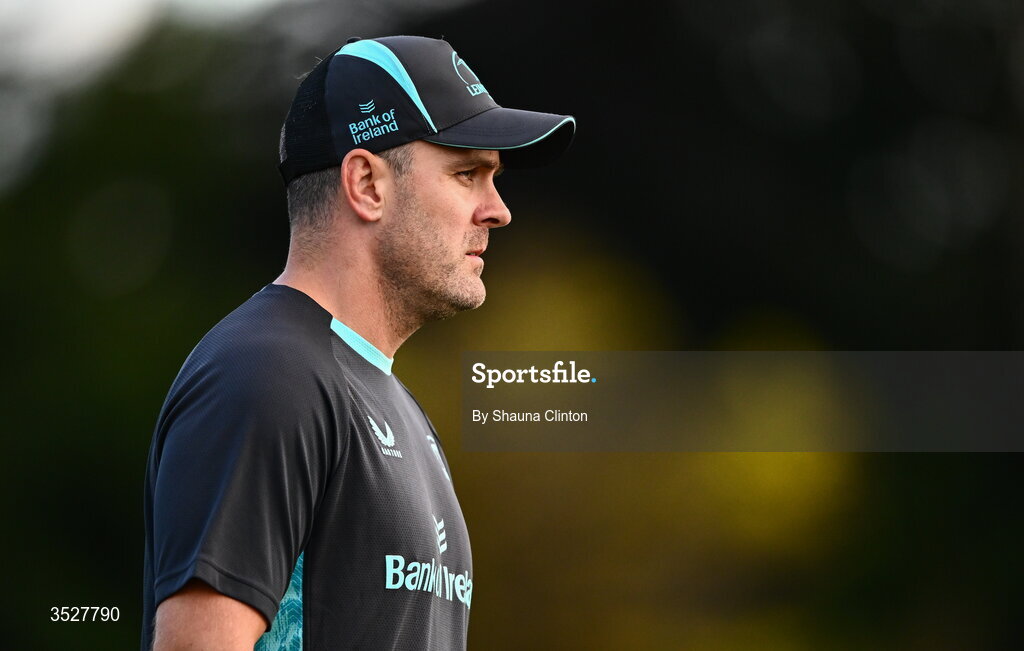 30 July 2026; Transition coach Adam Philphot during an Leinster rugby women open training session at Kings Hospital School in Dublin. Photo by Shauna Clinton/Sportsfile
