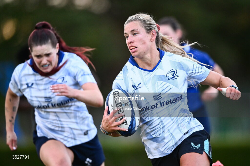 30 July 2026; Kathy Baker during an Leinster rugby women open training session at Kings Hospital School in Dublin. Photo by Shauna Clinton/Sportsfile