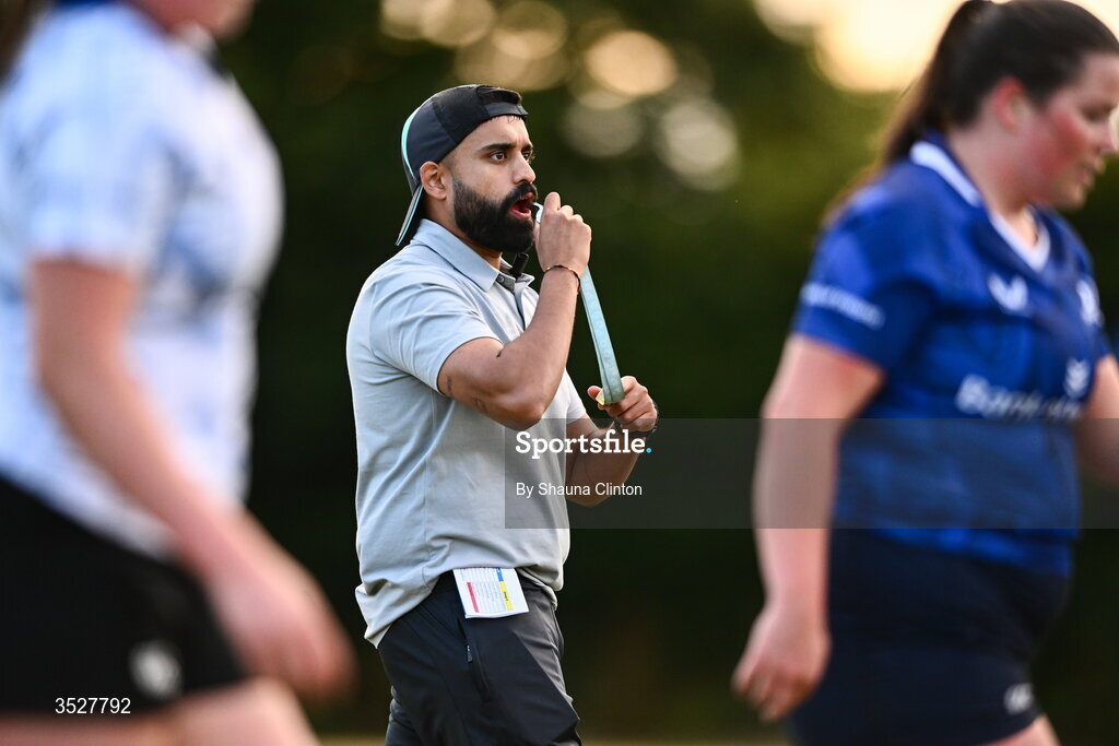 30 July 2026; Head coach Sana Govender during an Leinster rugby women open training session at Kings Hospital School in Dublin. Photo by Shauna Clinton/Sportsfile