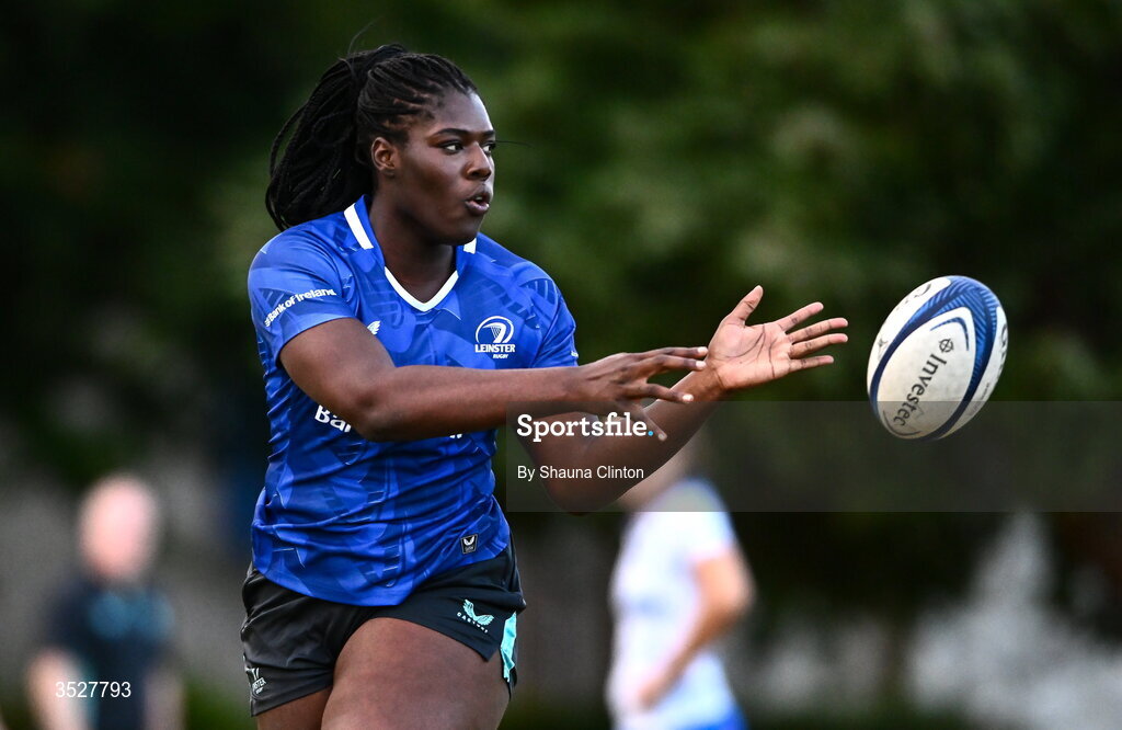 30 July 2026; Alma Atagamen during an Leinster rugby women open training session at Kings Hospital School in Dublin. Photo by Shauna Clinton/Sportsfile