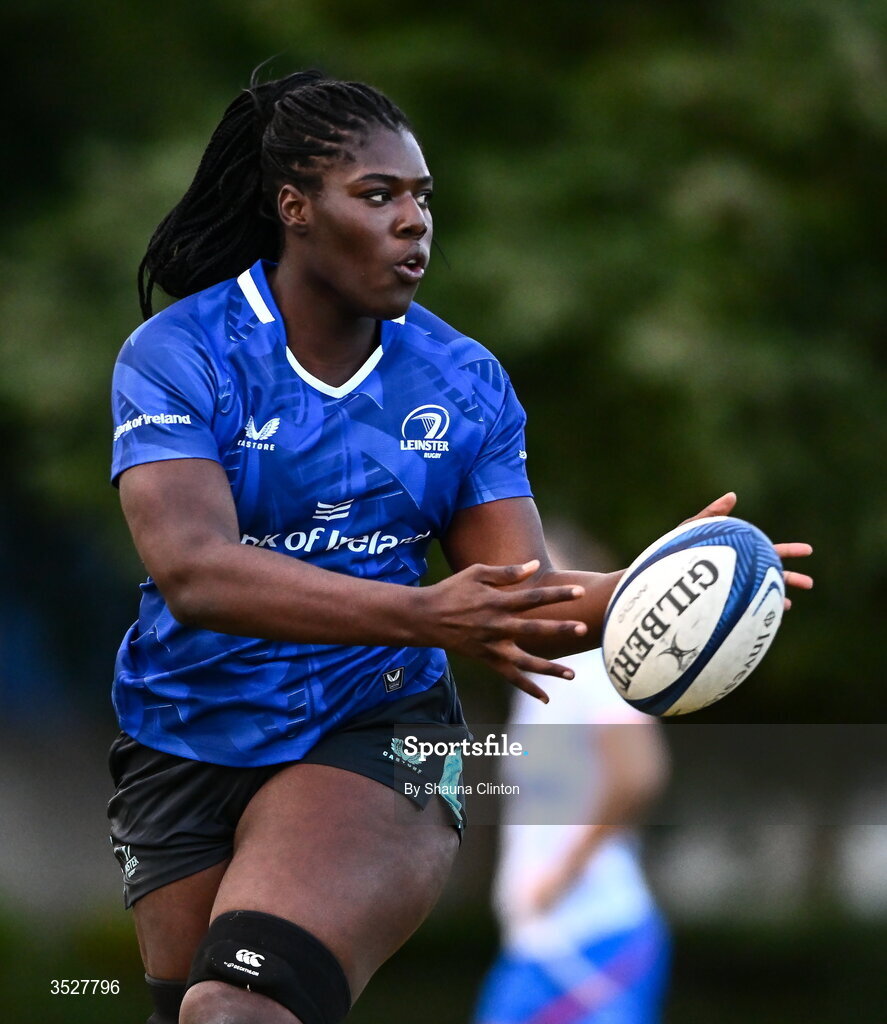 30 July 2026; Alma Atagamen during an Leinster rugby women open training session at Kings Hospital School in Dublin. Photo by Shauna Clinton/Sportsfile