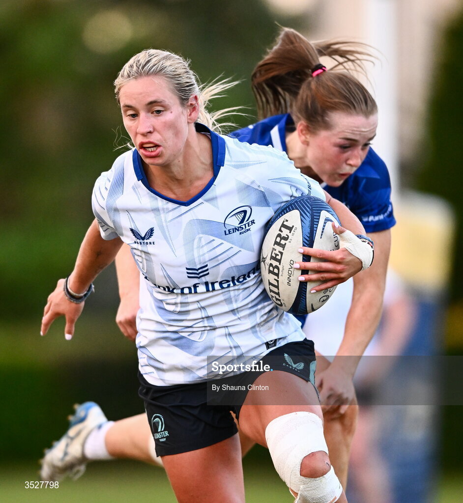 30 July 2026; Kathy Baker during an Leinster rugby women open training session at Kings Hospital School in Dublin. Photo by Shauna Clinton/Sportsfile