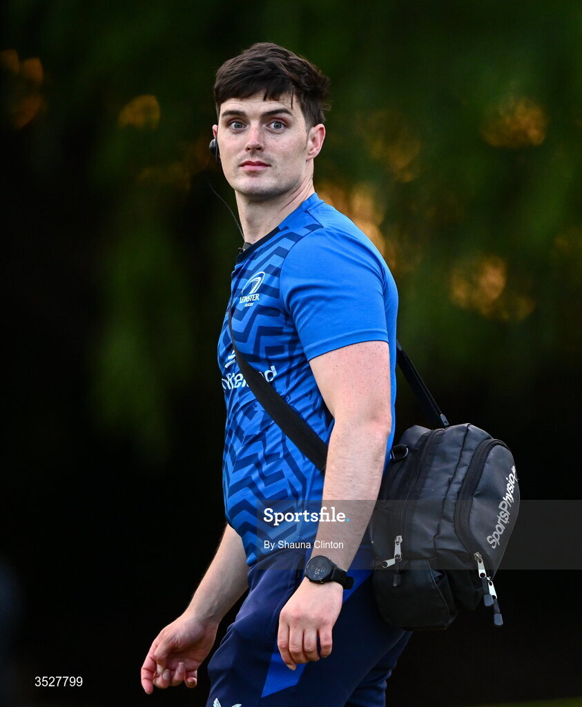 30 July 2026; Physio Conor Duffy during an Leinster rugby women open training session at Kings Hospital School in Dublin. Photo by Shauna Clinton/Sportsfile